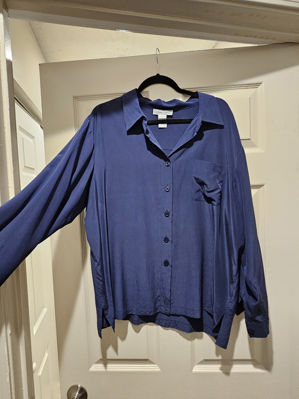 Relaxed Button-Down Shirt in Deep Navy